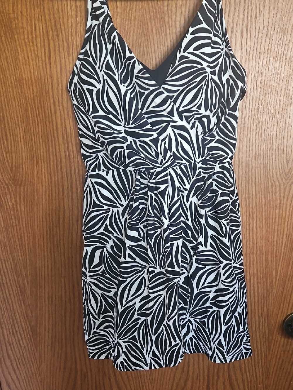 Lands' End Black and White Swimsuit One Piece